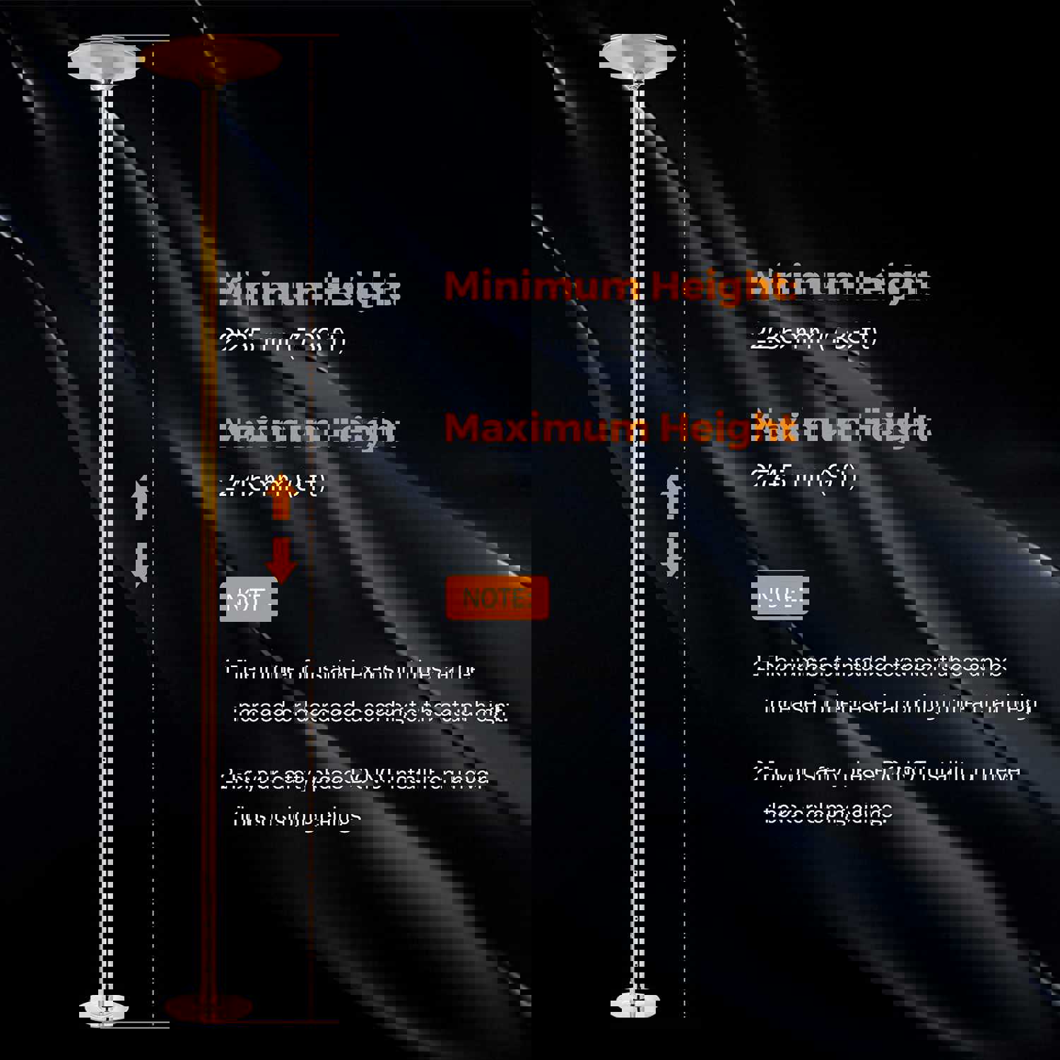 Professional Spinning & Static Stripper Pole for Home, Gym, and Party - Gold (2.235-2.745m / 7.33-9ft)