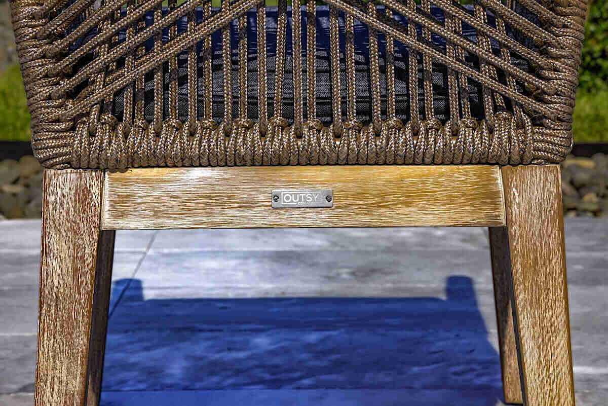 Outsy Santino 7-Piece Outdoor Dining Set - Wood Table with 6 Wood, Aluminum, and Rope Chairs