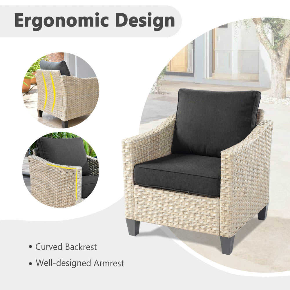 Ovios Athena Series 9-Piece Outdoor Patio Furniture Set with Swivel Chair & Fire Pit Table