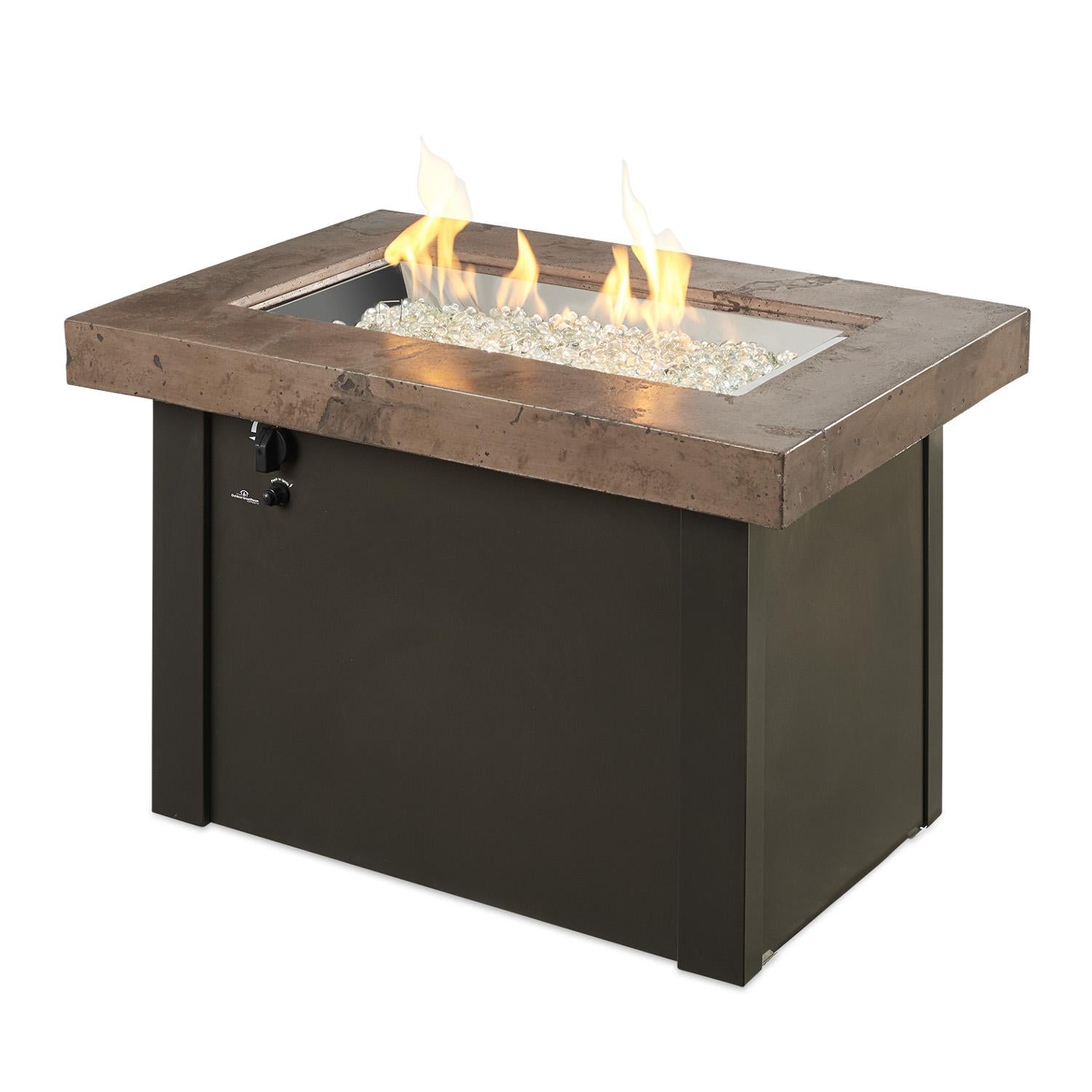 The Outdoor GreatRoom Company Providence 32-Inch Rectangular Natural Gas Fire Pit Table - Brown