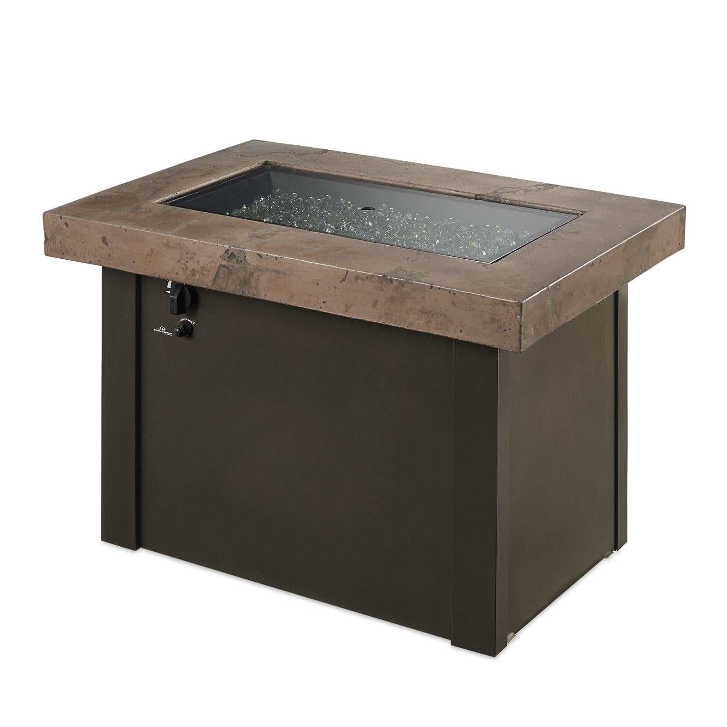 The Outdoor GreatRoom Company Providence 32-Inch Rectangular Natural Gas Fire Pit Table - Brown
