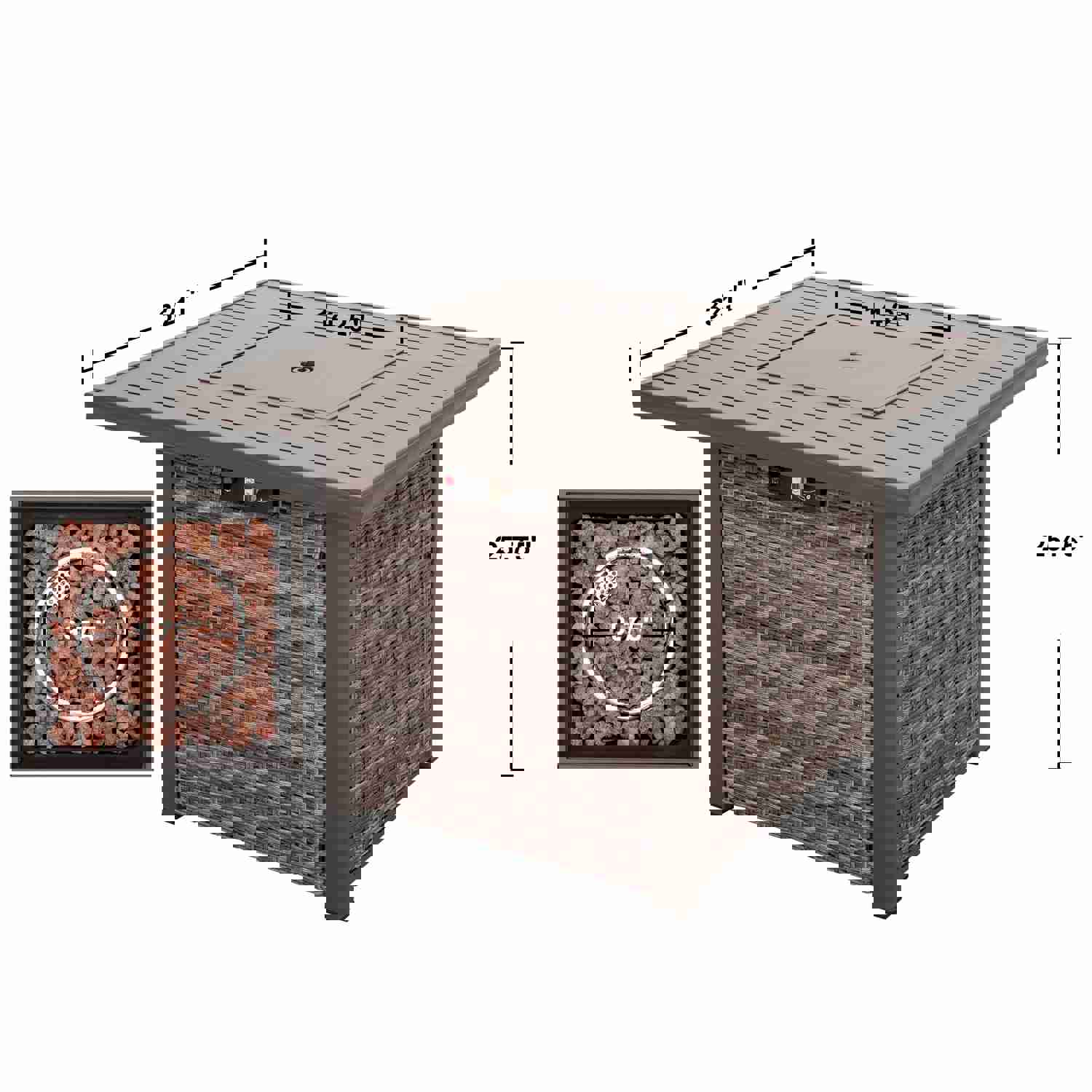 Outdoor 32 Inch 50,000 BTU Propane Gas Fire Pit Table with Cover