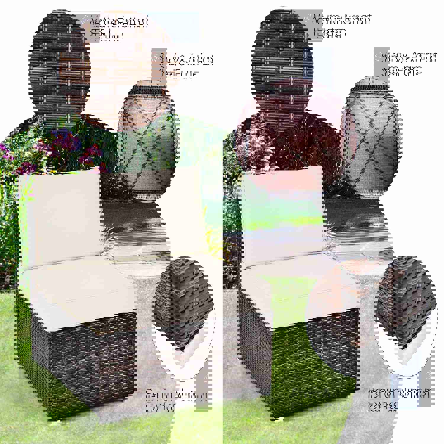 Tangkula 7 Pieces Patio Furniture Set with 50,000 BTU Fire Pit Table, Outdoor PE Wicker Conversation Sofa Set with Cushions