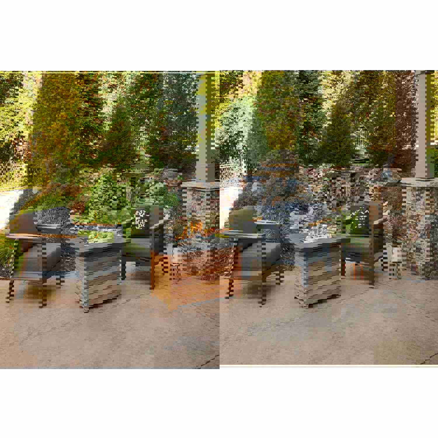 Darien Rectangular Gas Fire Pit Table with Aluminum Top | DAR-1224-K