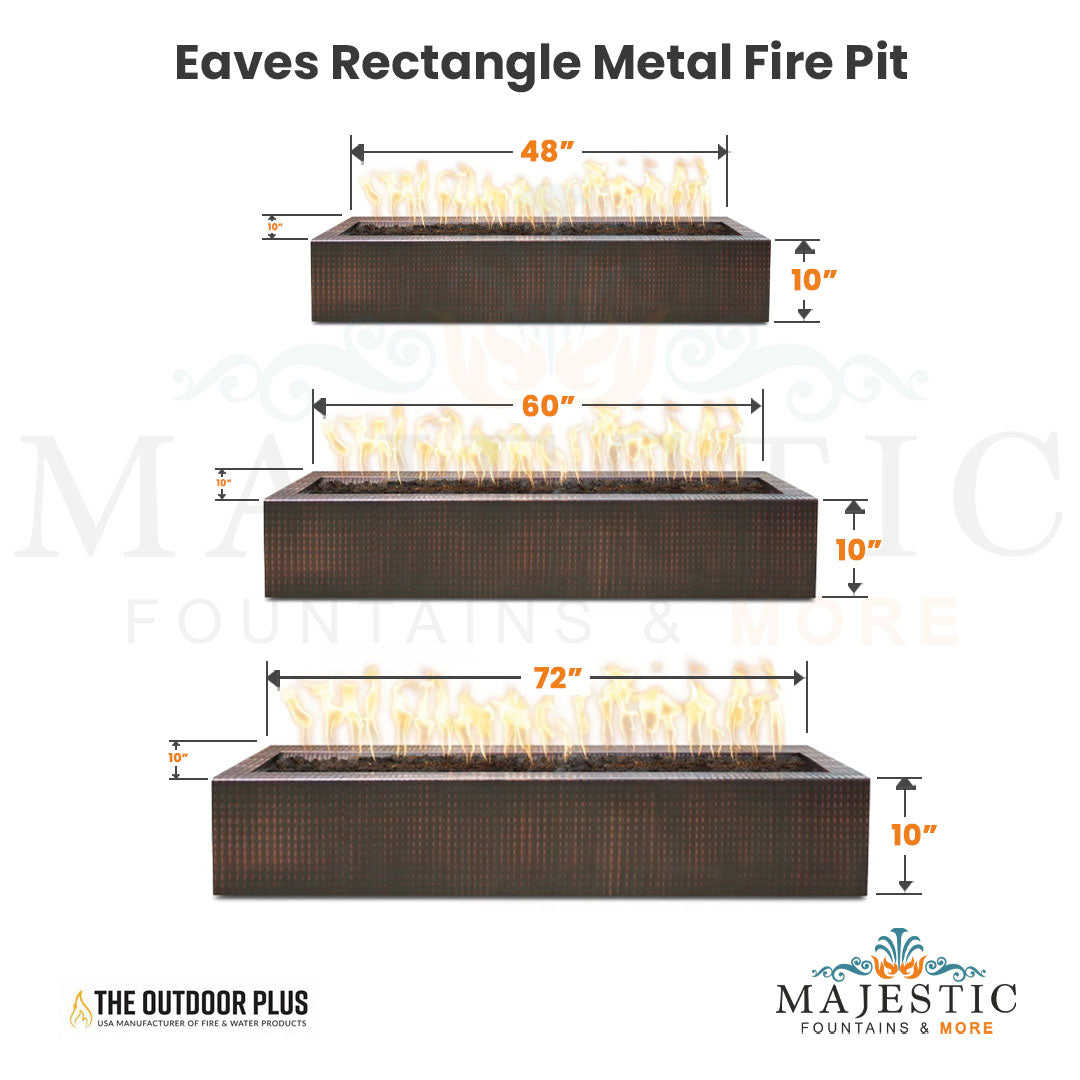 Outdoor Plus Eaves Rectangle Metal Fire Pit with Free Cover