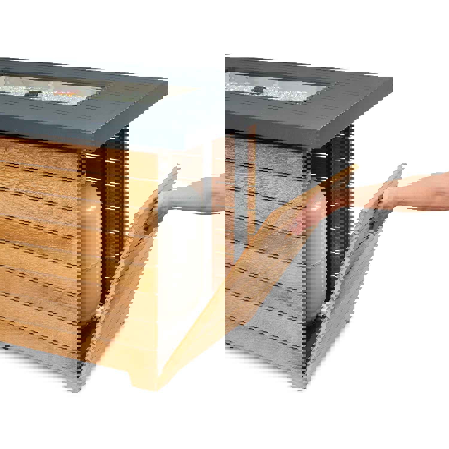 Darien Rectangular Gas Fire Pit Table with Aluminum Top | DAR-1224-K