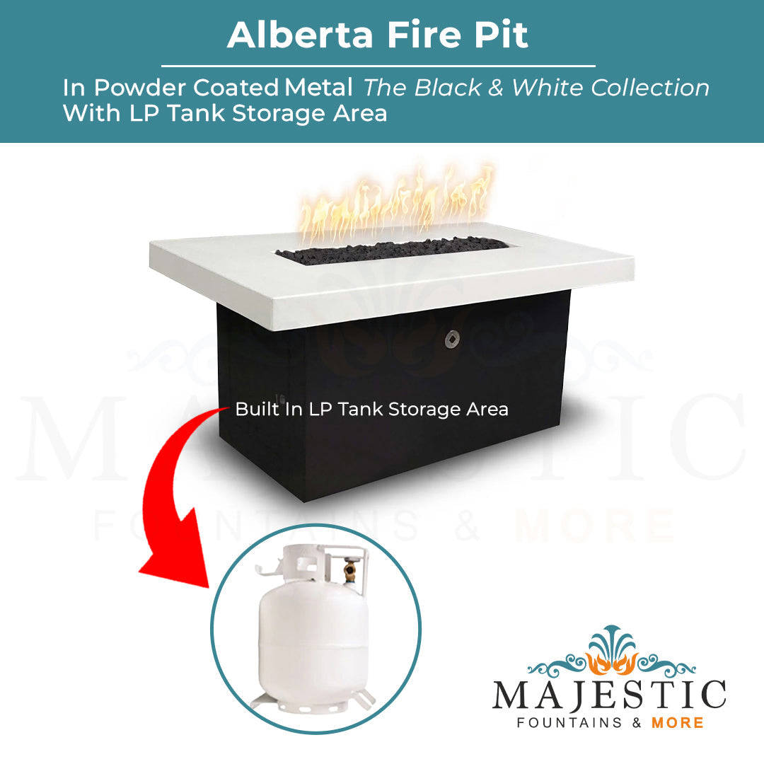 Alberta Fire Pit in Powder Coated Metal by The Outdoor Plus - The Black & White Collection + Free Cover