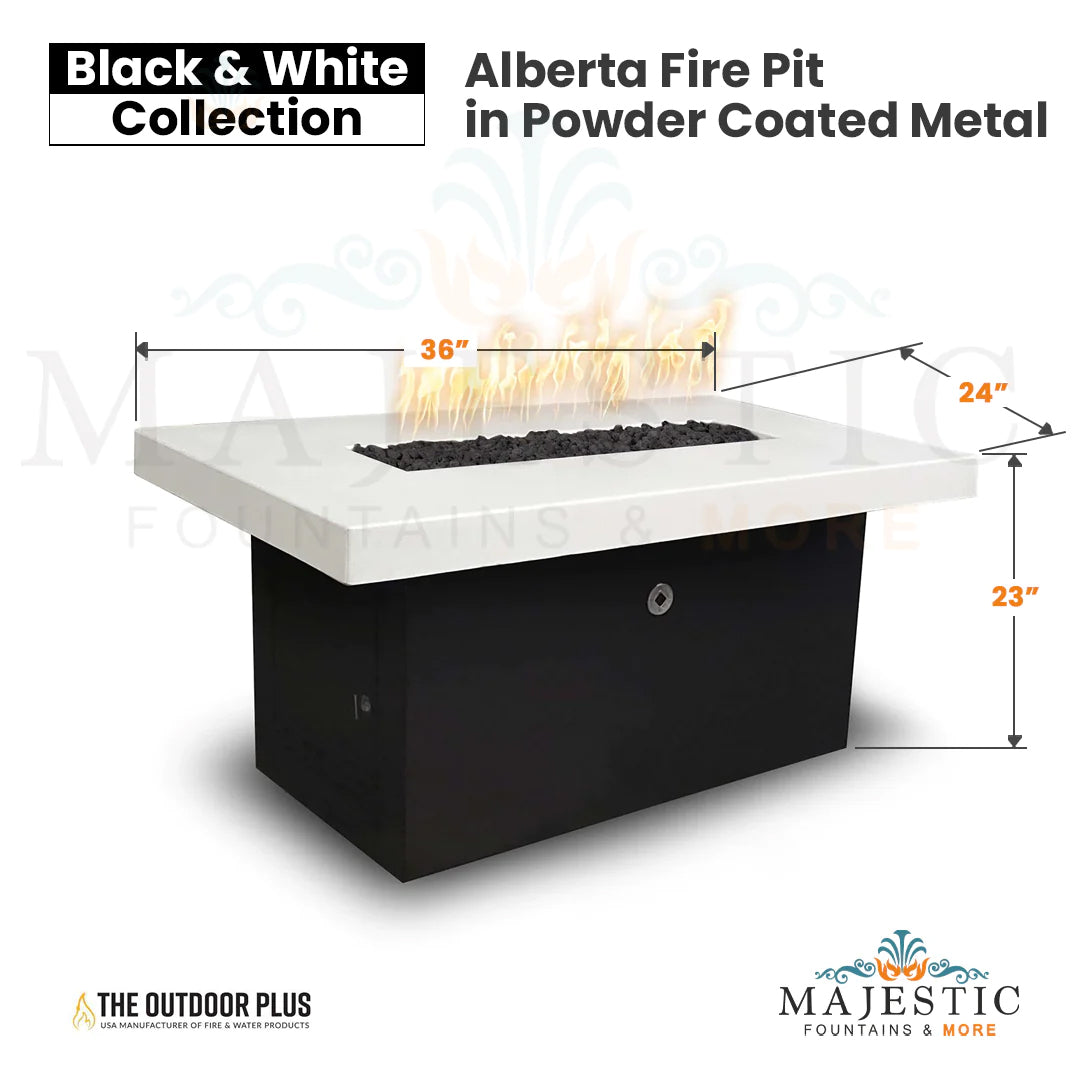 Alberta Fire Pit in Powder Coated Metal by The Outdoor Plus - The Black & White Collection + Free Cover