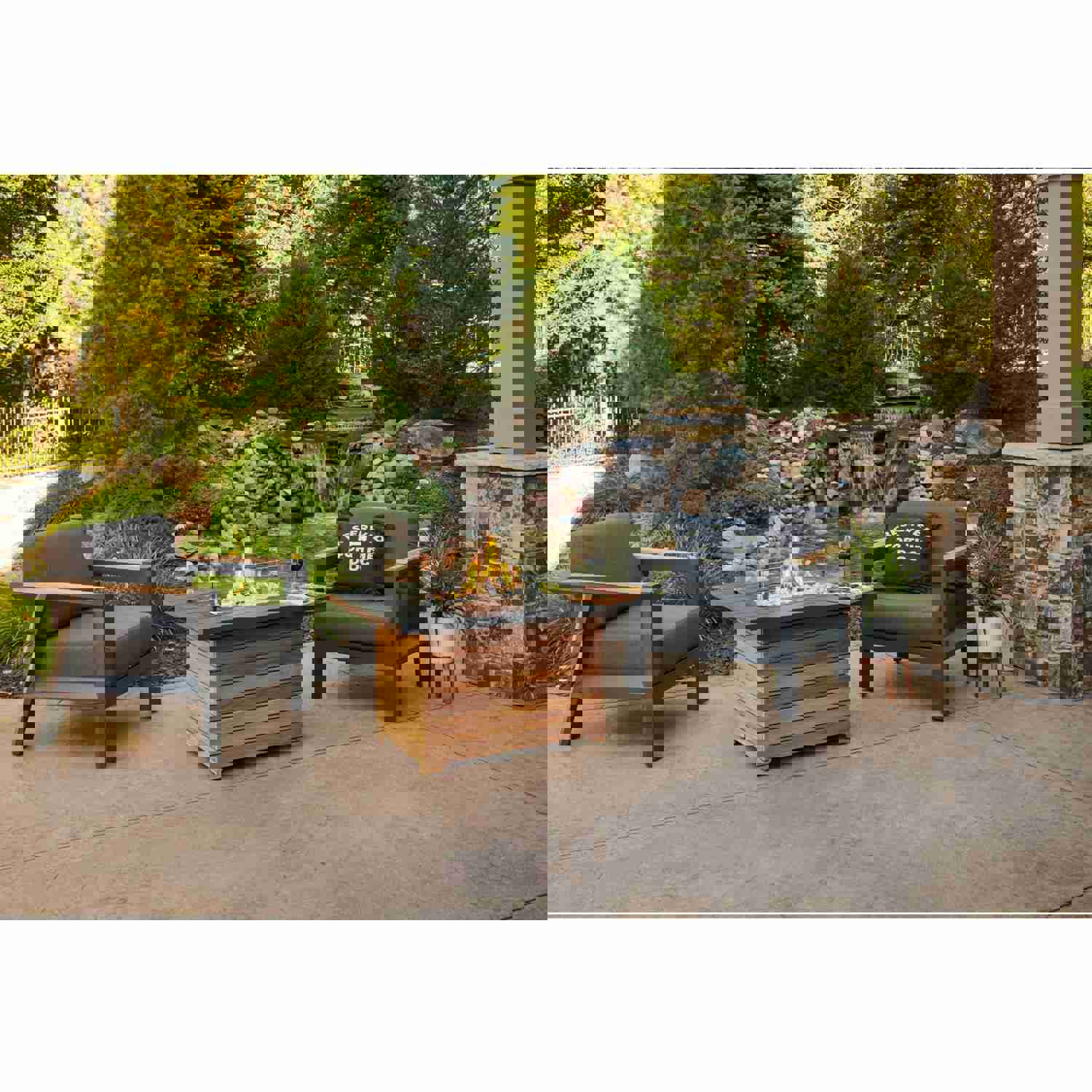 Darien Rectangular Gas Fire Pit Table with Aluminum Top | DAR-1224-K