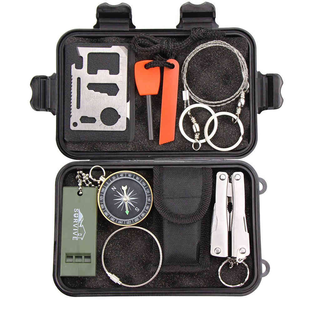 Monoki 9-In-1 Compact Outdoor Survival Gear Kit with Gift Box