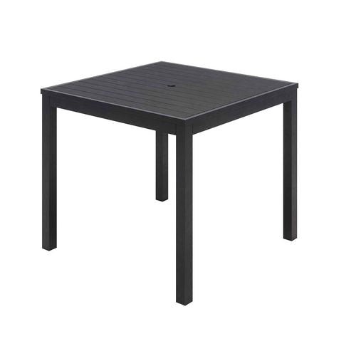 Eveleen Outdoor Patio Table Set with 4 Black Powder-Coated Polymer Chairs