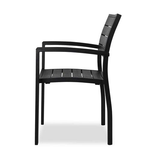 Eveleen Outdoor Patio Table Set with 4 Black Powder-Coated Polymer Chairs