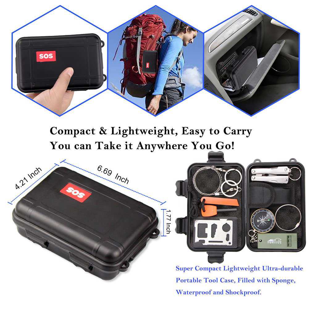 Monoki 9-In-1 Compact Outdoor Survival Gear Kit with Gift Box