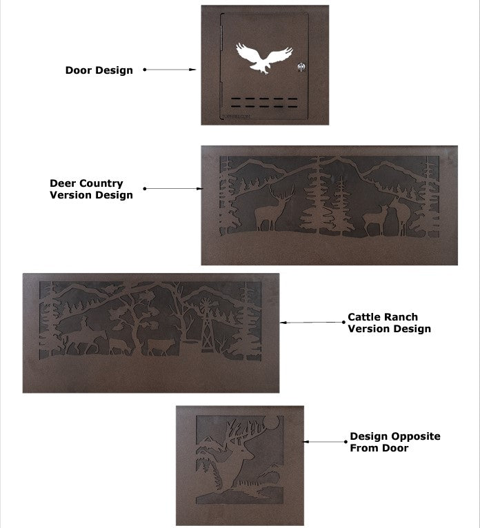 Outdoor Plus Rectangle Outback Fire Pit - Deer County Design with Free Cover