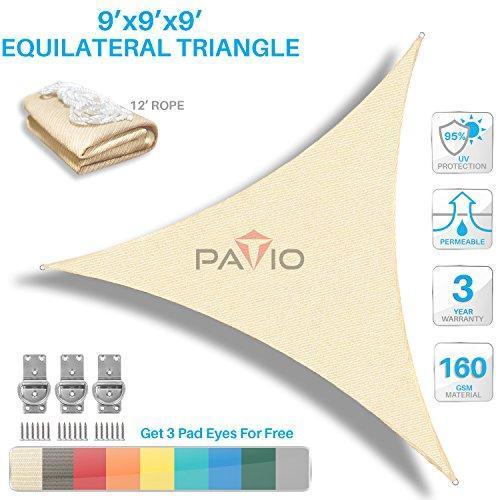 PATIO Paradise 8 x 8 x 8 Brown Sun Shade Sail Triangle Canopy - UV Block, Durable Outdoor Cover