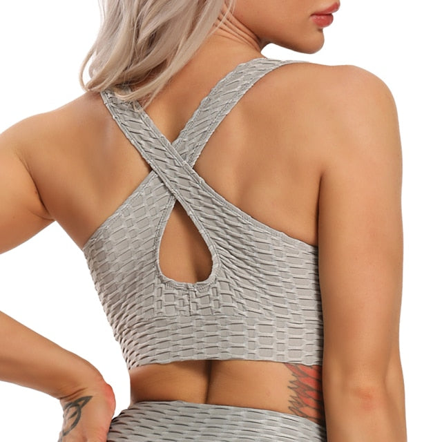 Women's Jacquard Fitness Sports Bra Yoga Tops