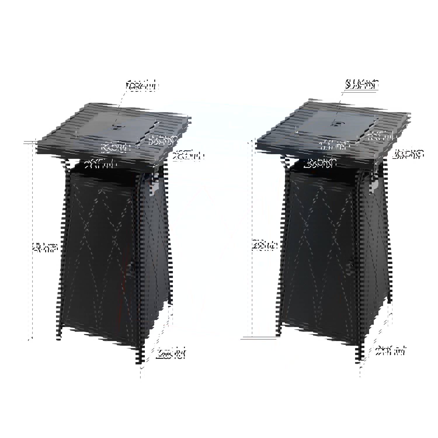 PHI VILLA 5-Piece Black Gas Fire Pit Table Outdoor Patio Dining Set with 4 Swivel Cushioned Chairs