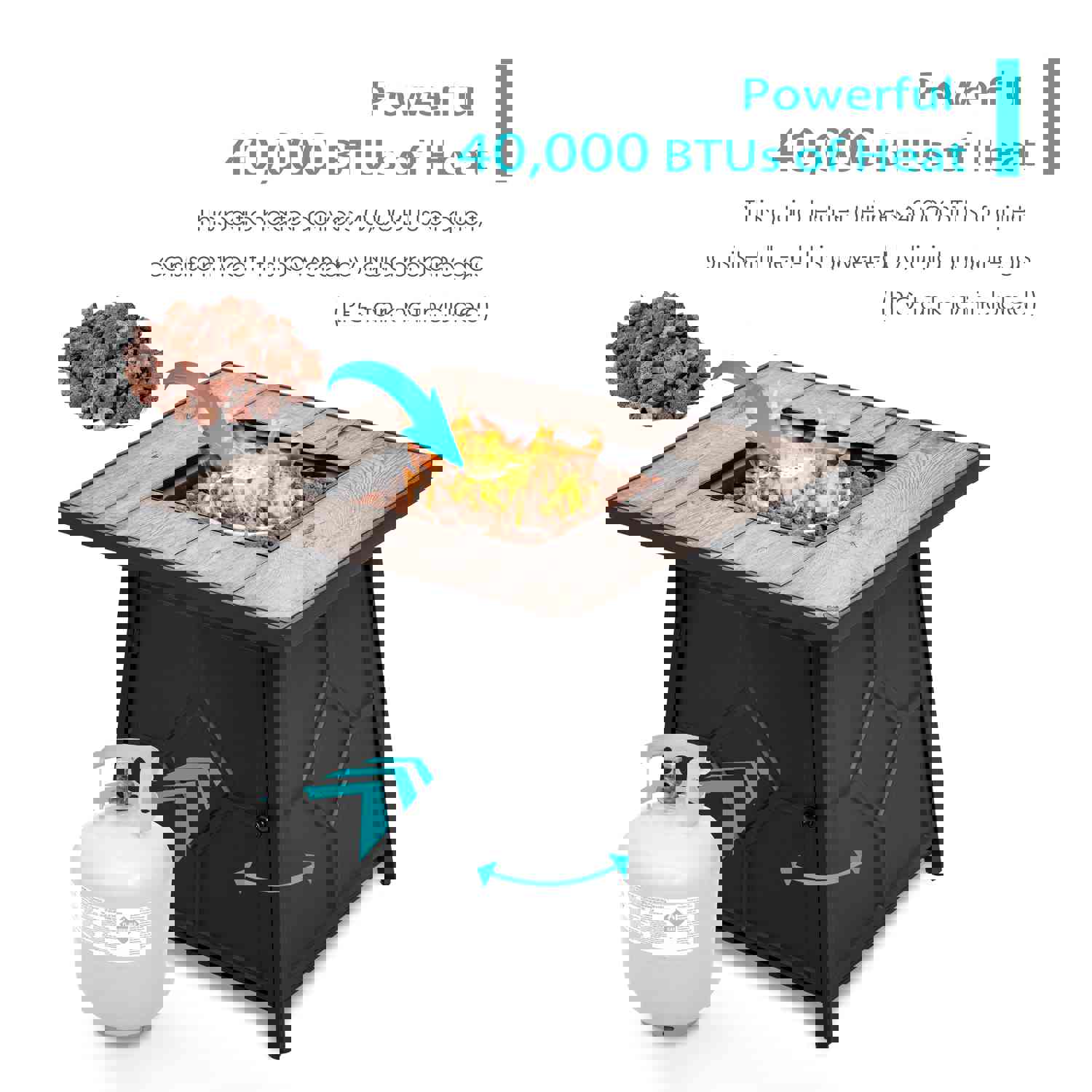 Outdoor 28 Inch 40,000 BTU Propane Gas Fire Pit Table with Cover