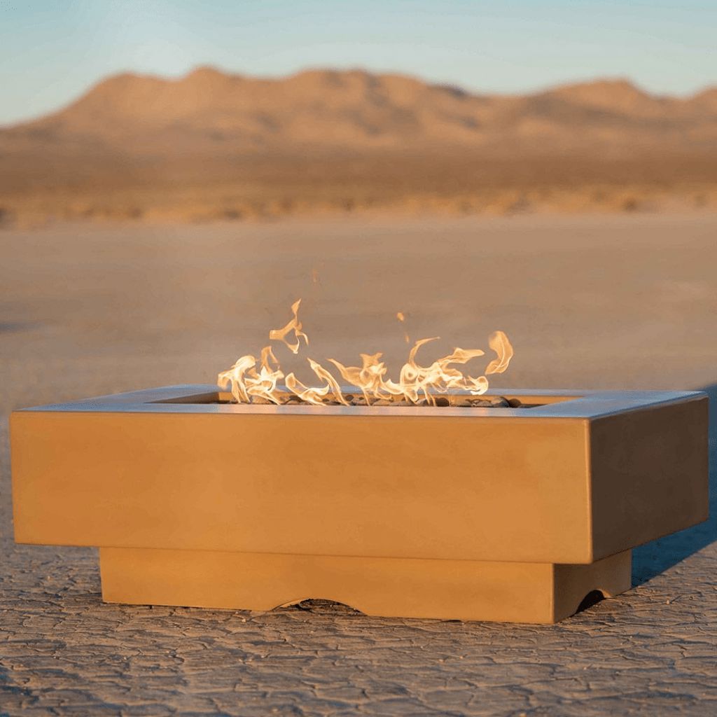 The Outdoor Plus - Del Mar GFRC Concrete Rectangle Natural Gas Fire Pit Table 48