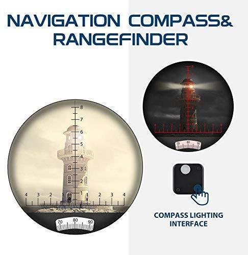 Hooway 7x50 Waterproof Fogproof Military Marine Binoculars with Internal Rangefinder & Compass
