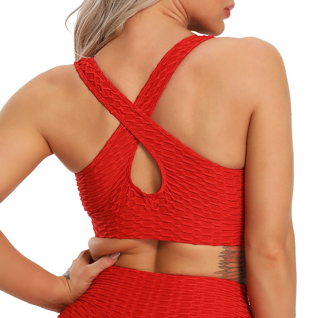 Women's Jacquard Fitness Sports Bra Yoga Tops