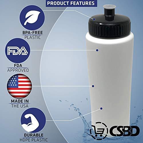 CSBD 32oz Sports Water Bottles, 4 Pack - Reusable, Leakproof, Customizable