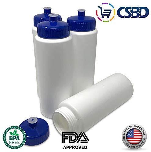 CSBD 32oz Sports Water Bottles, 4 Pack - Reusable, Leakproof, Customizable