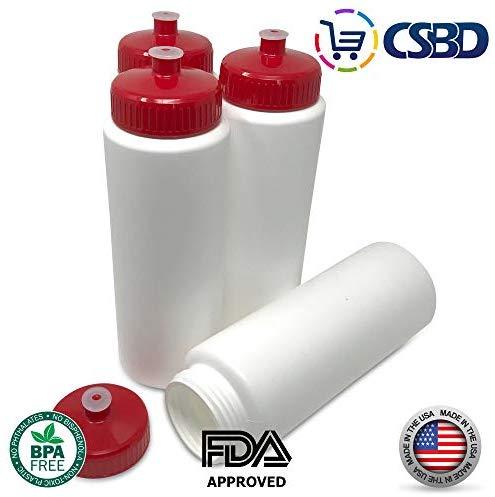 CSBD 32oz Sports Water Bottles, 4 Pack - Reusable, Leakproof, Customizable