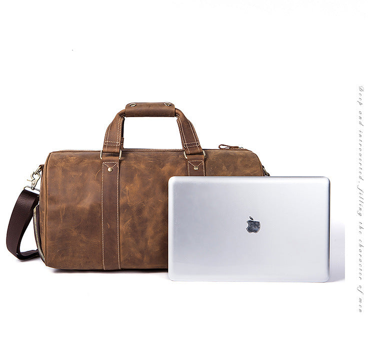 Crazy Horse Leather Men's Travel Bags - Large Capacity Fitness & Outdoor Handbags