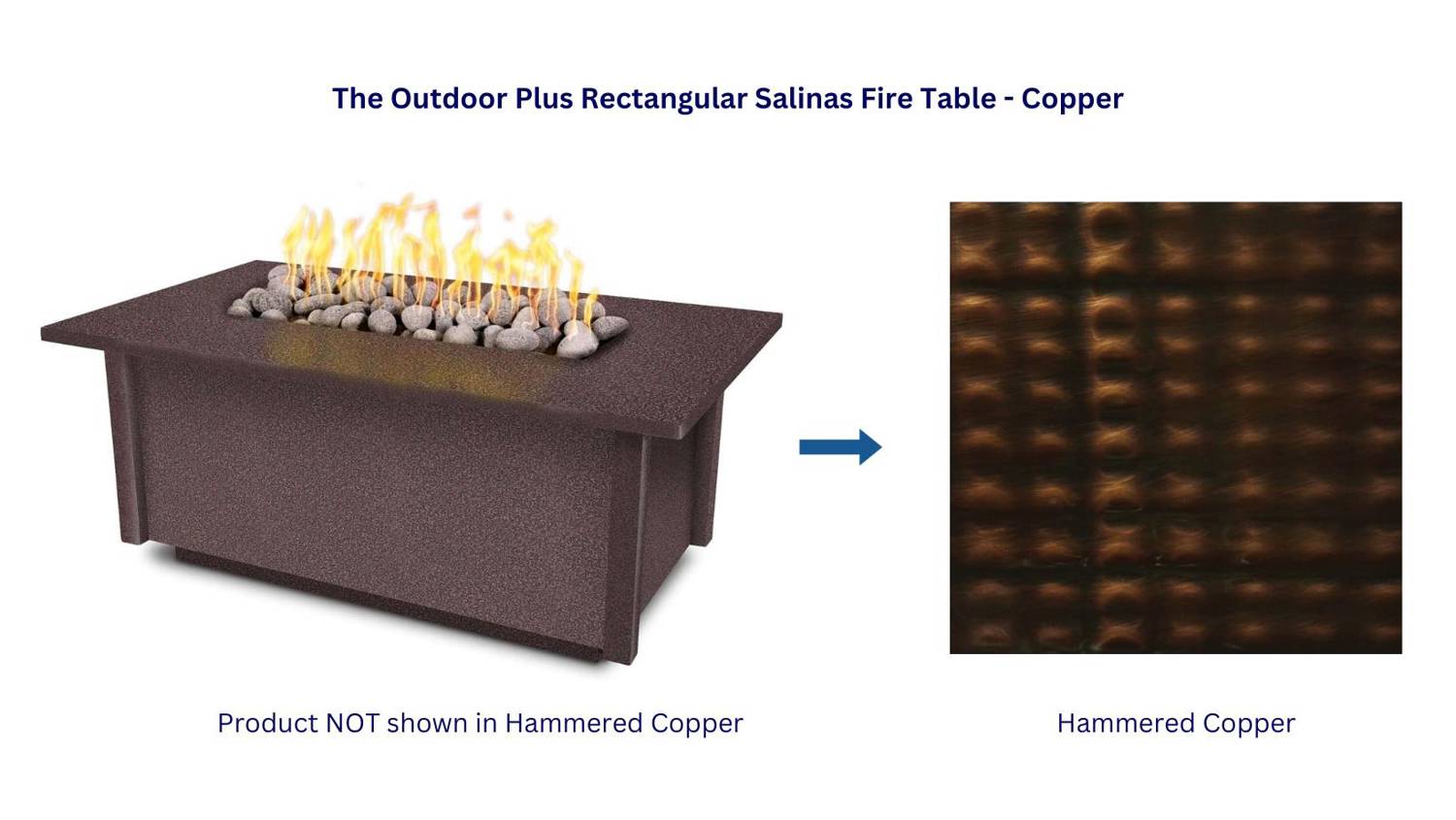 The Outdoor Plus 60 Rectangular Salinas Fire Table - Copper