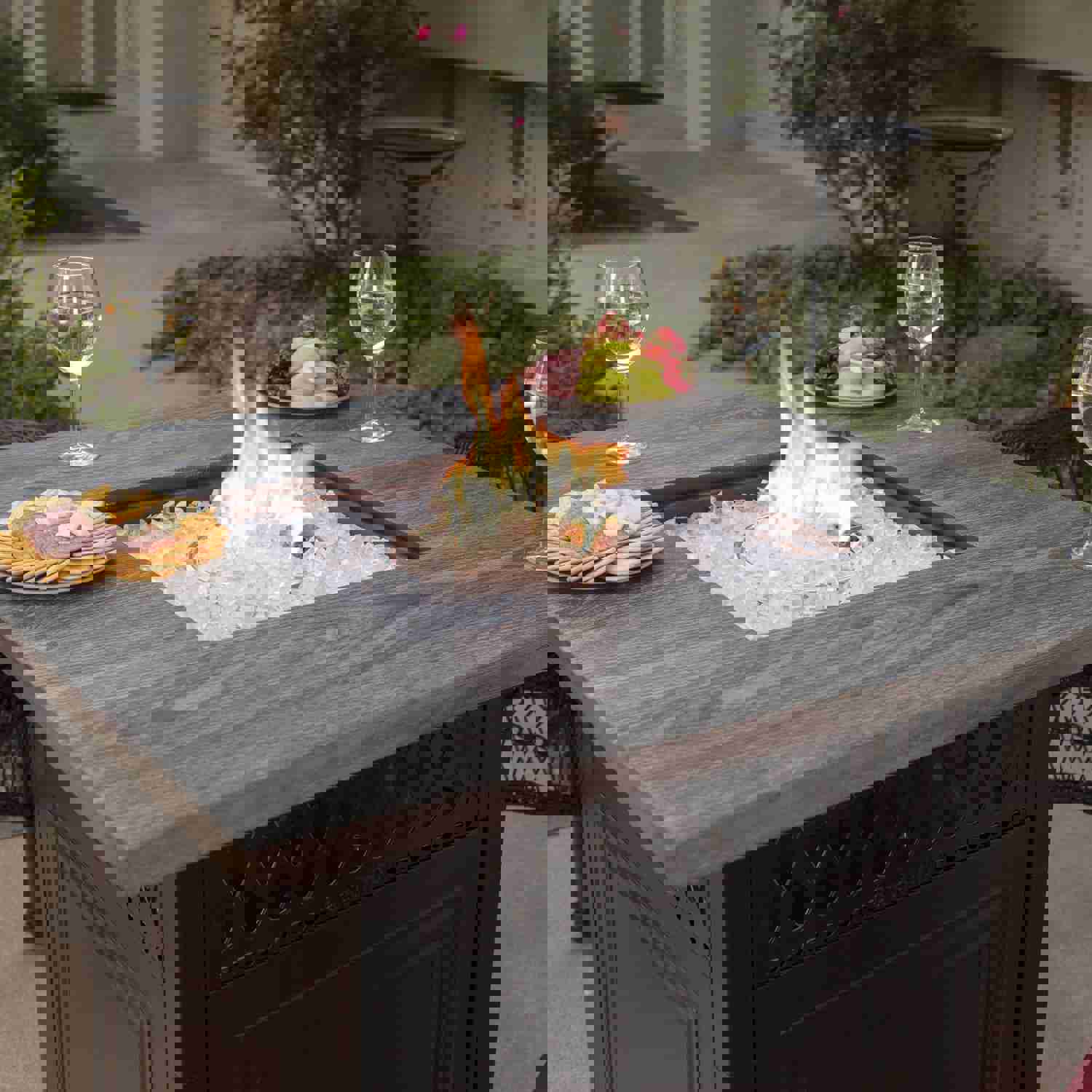 Endless Summer The Dakota Dual Heat LP Gas Outdoor Fire Pit/Patio Heater with Wood Look Resin Mantel