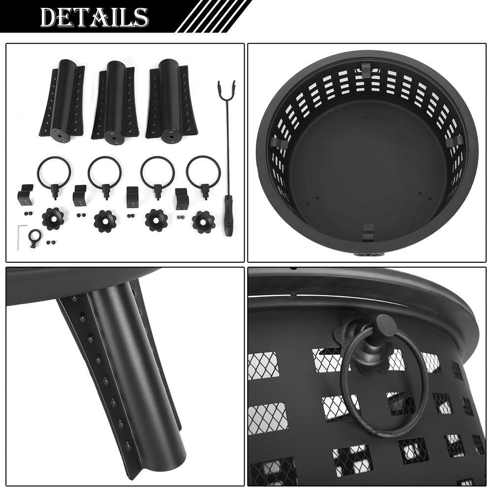 Winado 26 Inch Steel Round Fire Pit with Cover for Outdoor Patio Heating