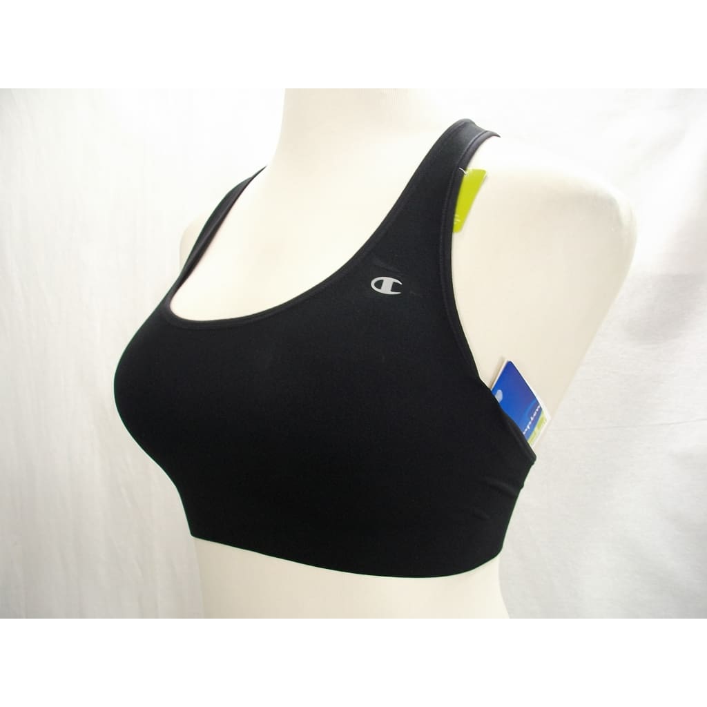 Champion B9504 Absolute Racerback Sports Bra with SmoothTec Band - Medium Black NWT