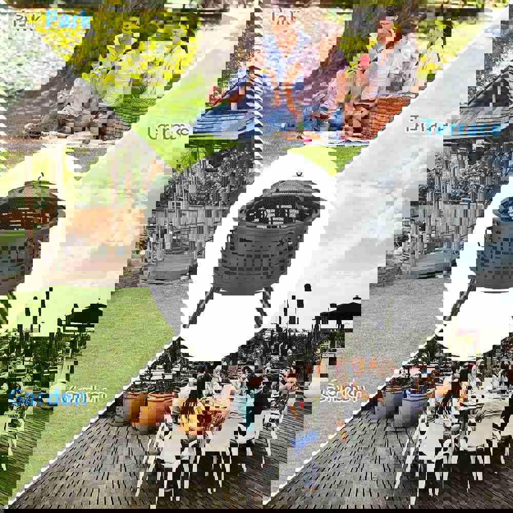 Winado 26 Inch Steel Round Fire Pit with Cover for Outdoor Patio Heating