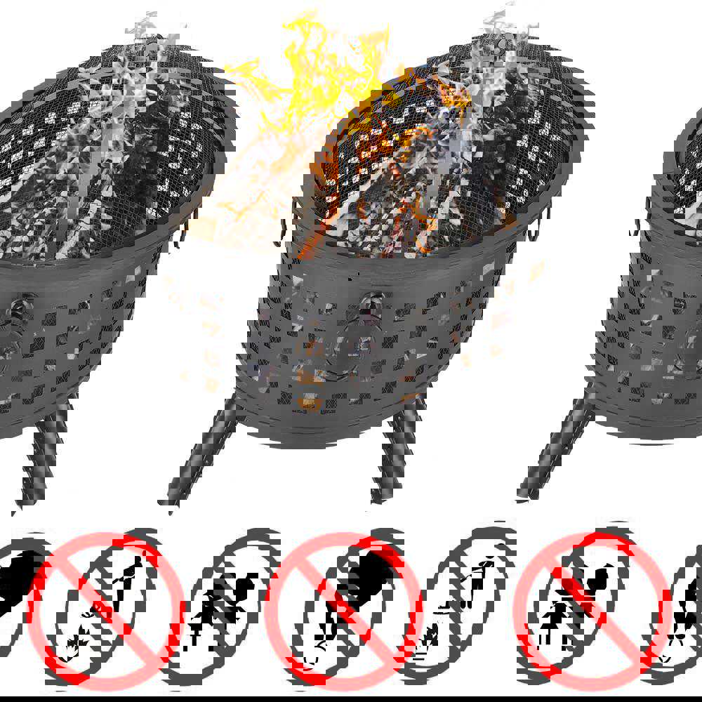 Winado 26 Inch Steel Round Fire Pit with Cover for Outdoor Patio Heating