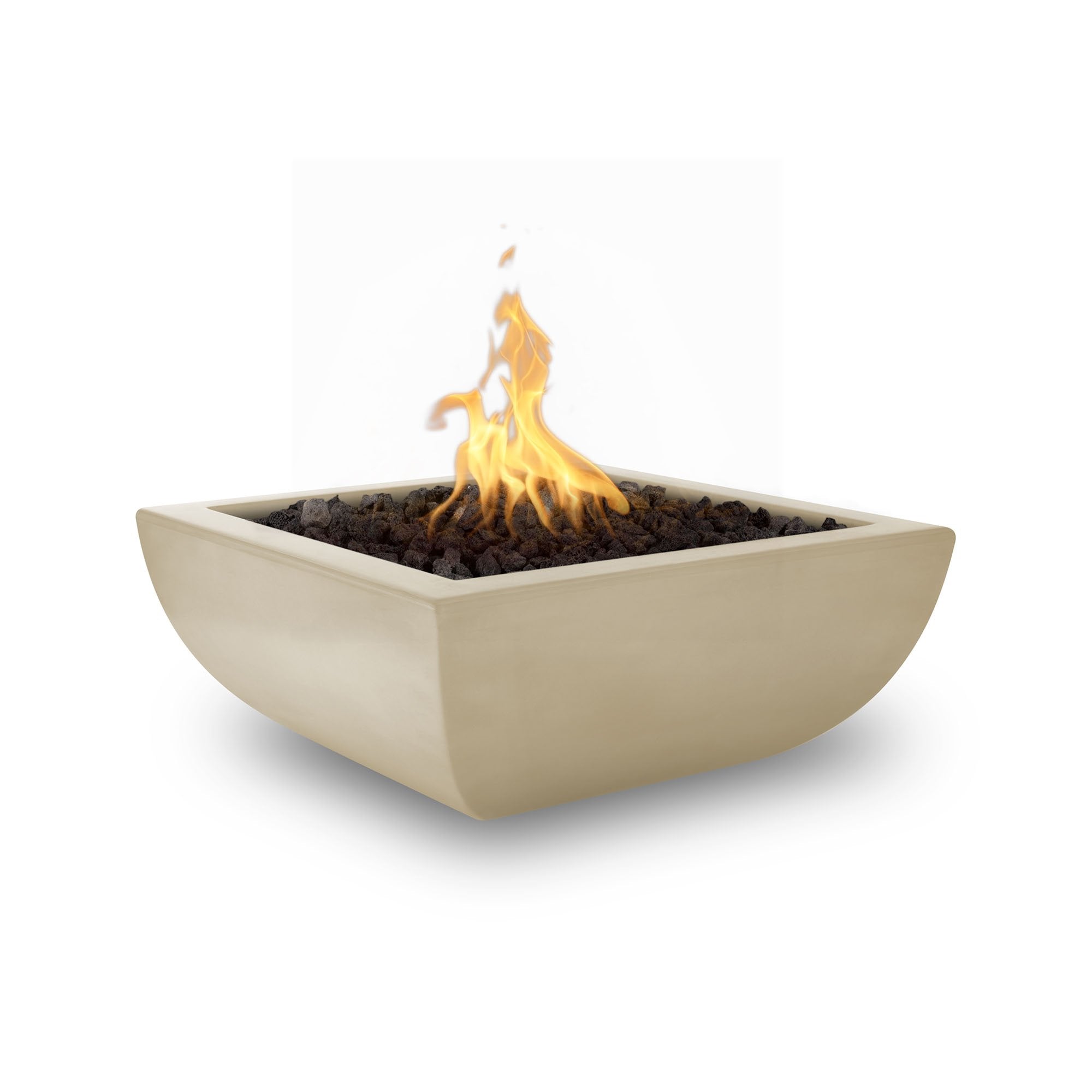 Outdoor Plus Avalon Square Fire Bowl in GFRC Concrete with Free Cover