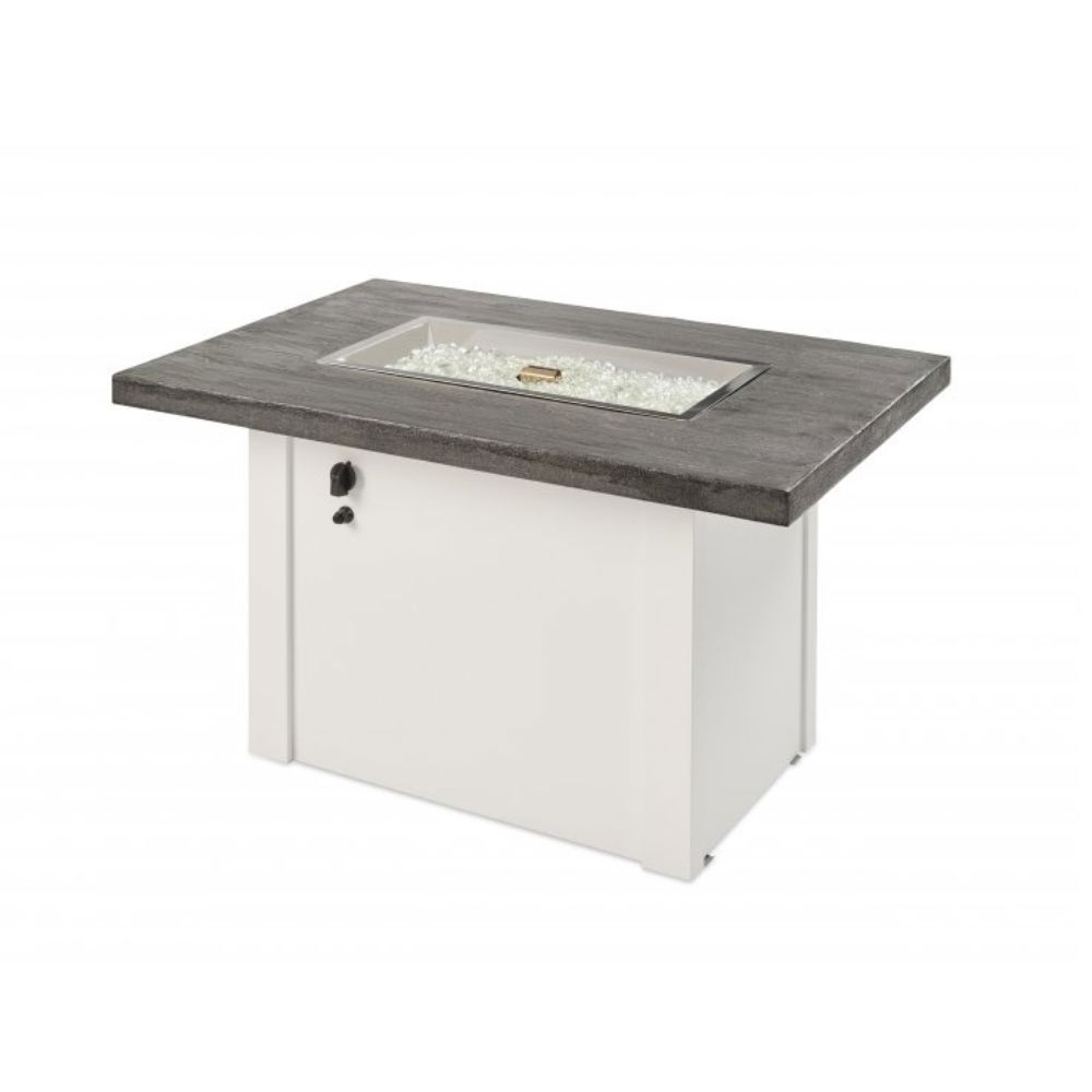 The Outdoor Greatroom Company Stone Grey Havenwood Rectangular Gas Fire Pit Table with White Base