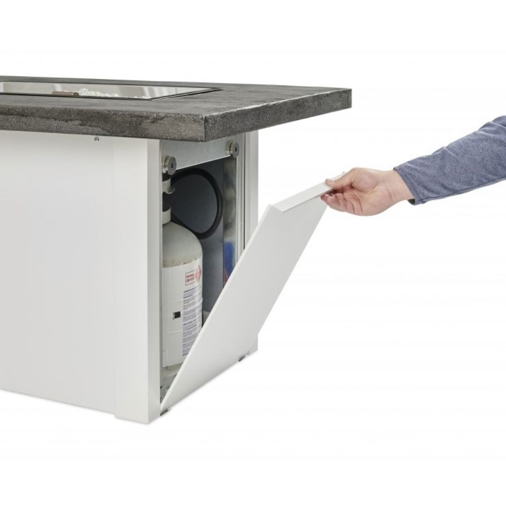 The Outdoor Greatroom Company Stone Grey Havenwood Rectangular Gas Fire Pit Table with White Base