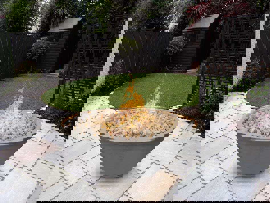 The Outdoor Plus 48 Cazo GFRC Concrete Narrow Ledge Round Fire Pit - Liquid Propane