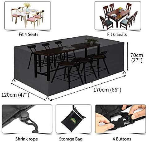 FLYMEI Extra Large Outdoor Patio Furniture Covers, 315x180x74cm, Waterproof 420D Oxford Polyester
