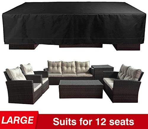 FLYMEI Extra Large Outdoor Patio Furniture Covers, 315x180x74cm, Waterproof 420D Oxford Polyester