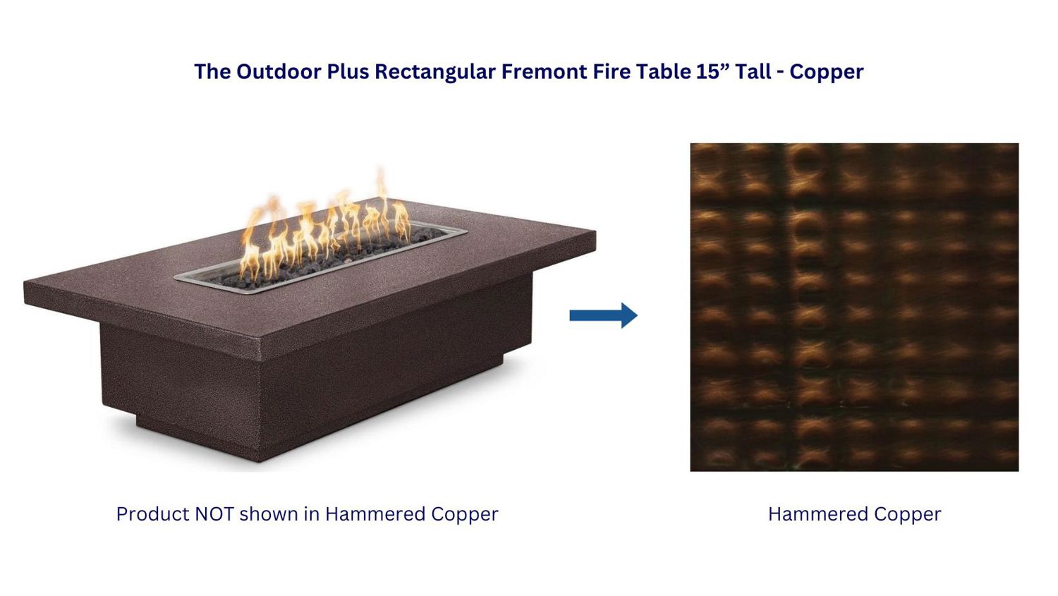 Outdoor Plus 60 Rectangular Fremont Fire Table - Copper