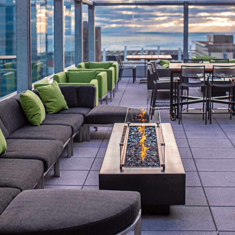 Top Fires Del Mar 96-Inch Rectangular GFRC Gas Fire Pit with Flame Sense Ignition