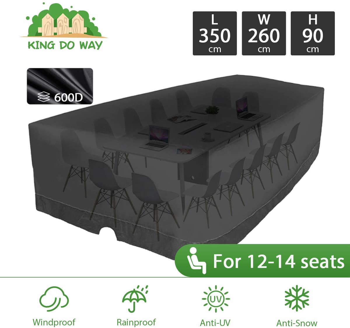 FLYMEI Extra Large Outdoor Patio Furniture Covers, 315x180x74cm, Waterproof 420D Oxford Polyester