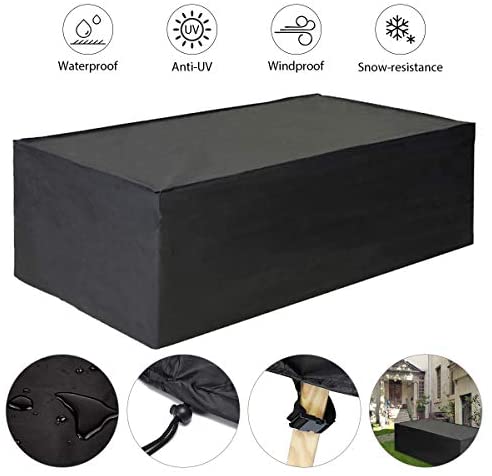 FLYMEI Extra Large Outdoor Patio Furniture Covers, 315x180x74cm, Waterproof 420D Oxford Polyester