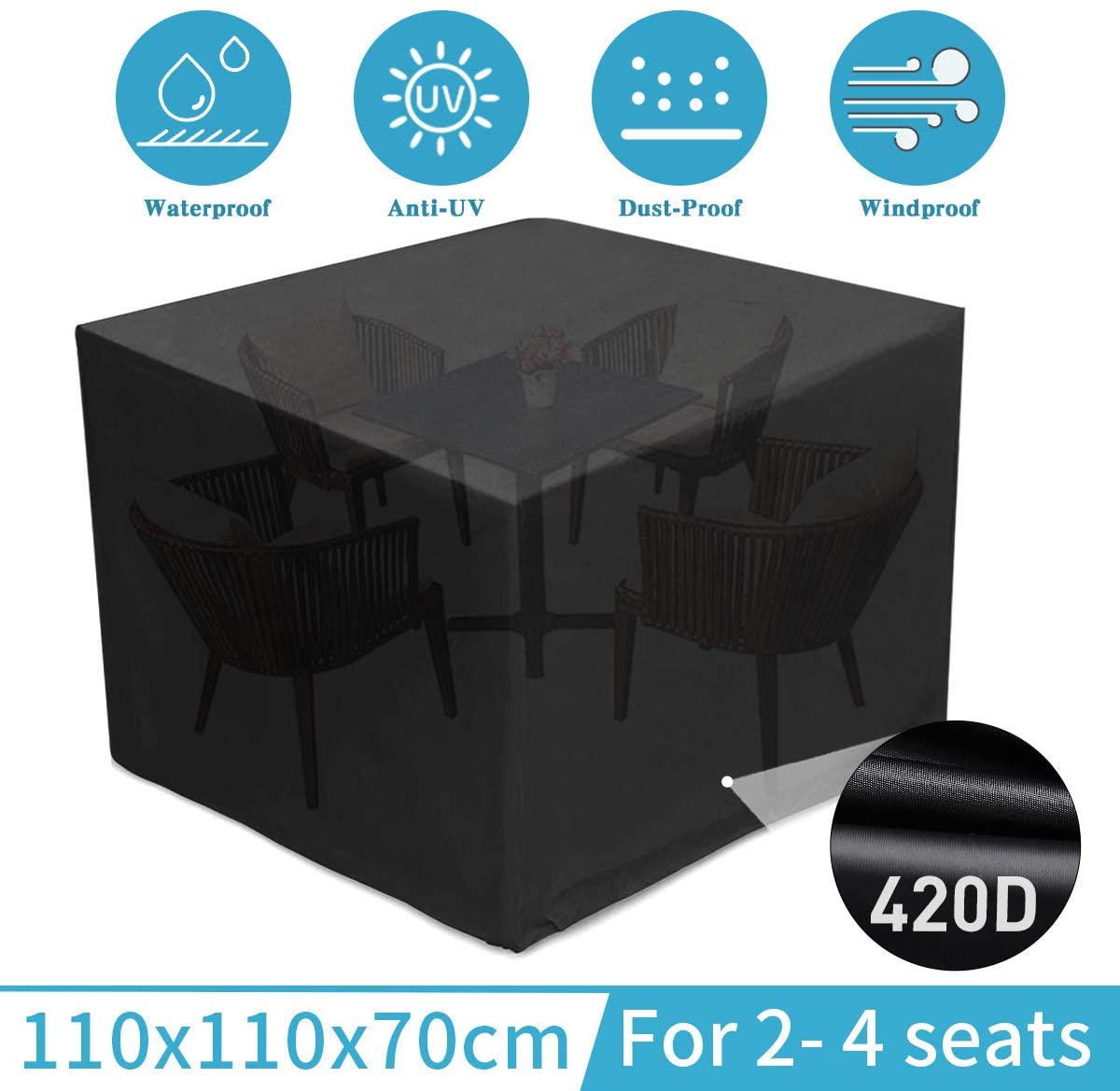 FLYMEI Extra Large Outdoor Patio Furniture Covers, 315x180x74cm, Waterproof 420D Oxford Polyester