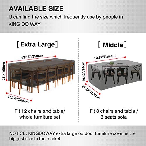FLYMEI Extra Large Outdoor Patio Furniture Covers, 315x180x74cm, Waterproof 420D Oxford Polyester