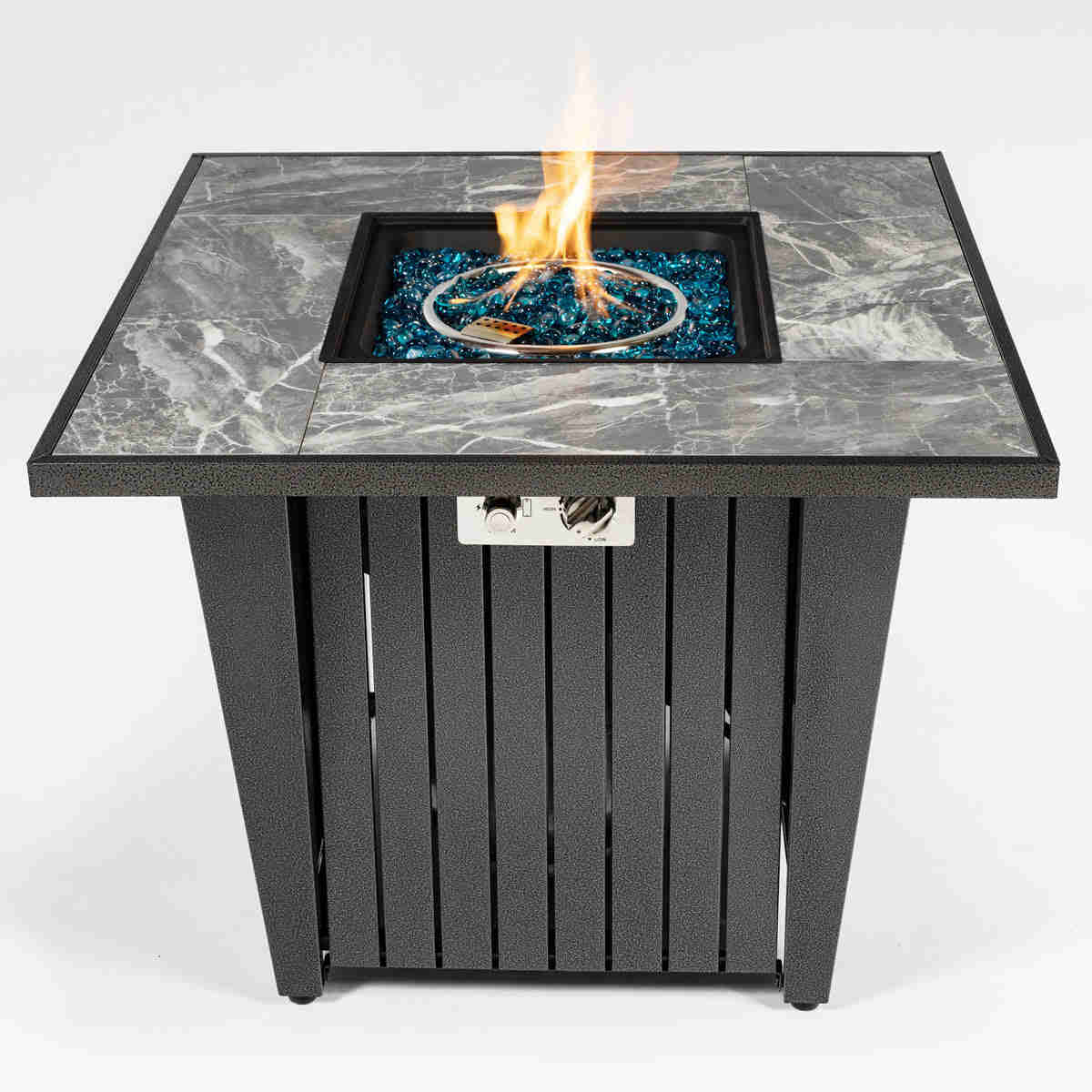 32 Propane Fire Pit Table with Marble Tabletop and 50,000 BTU Output - Modern Outdoor Heating Solution