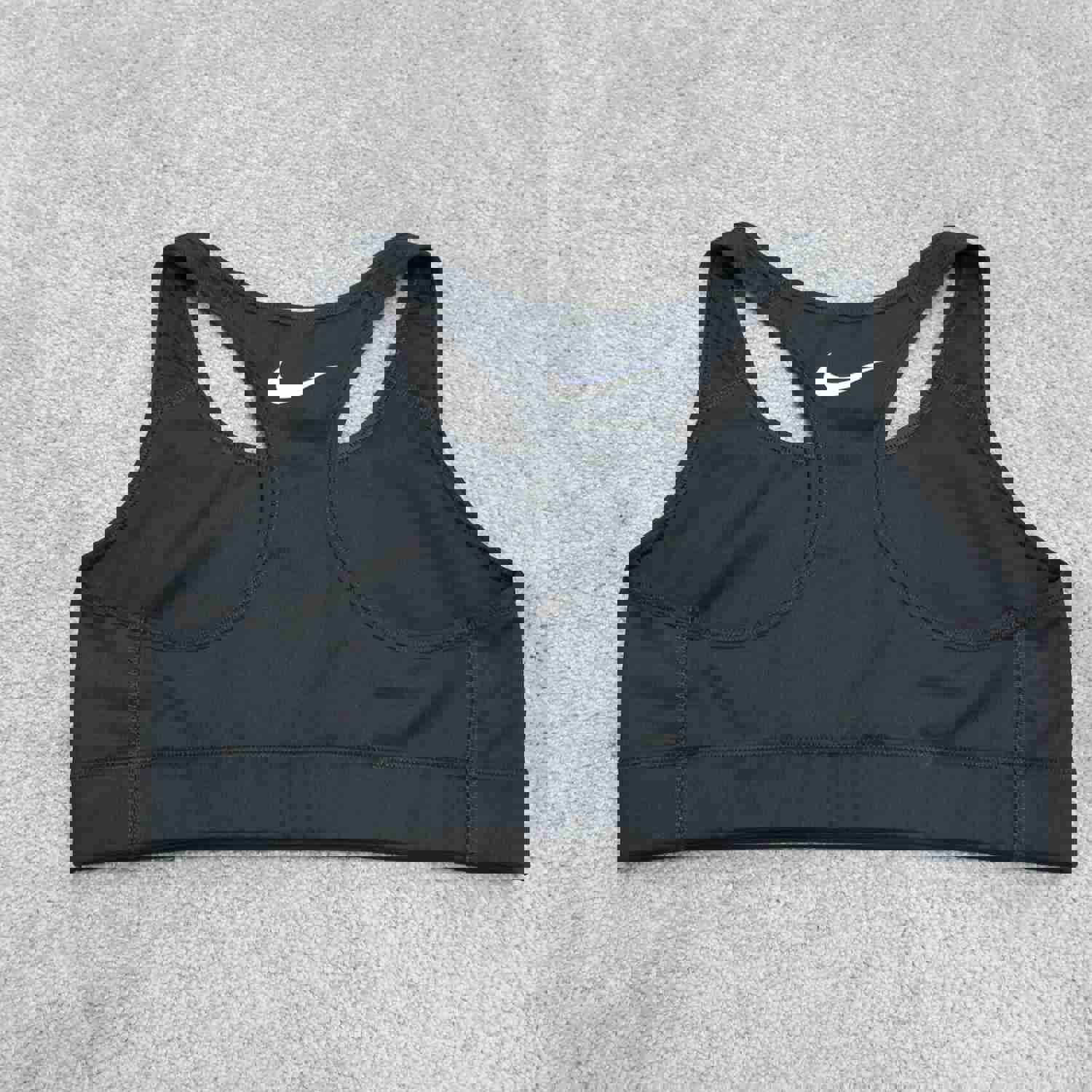 Nike Women's Activewear Sports Bra - Racerback Sleeveless Logo Black (Medium)