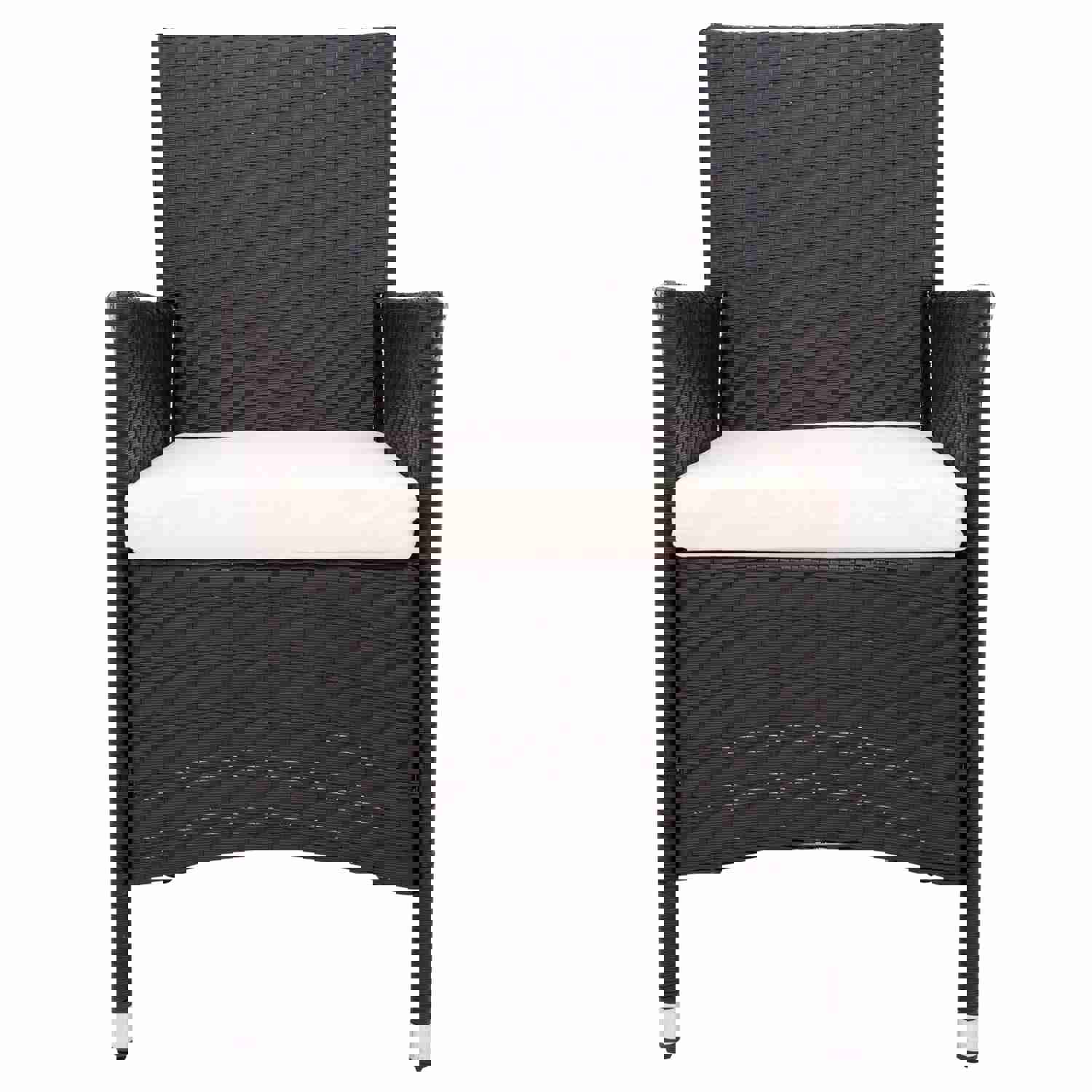 TOPMAX 7-piece Outdoor Wicker Dining Set with Beige Cushion (Black)